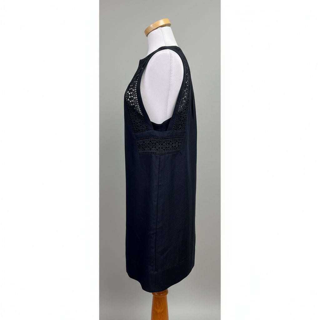 Reiss navy Rhona dress with embroidery, size 6