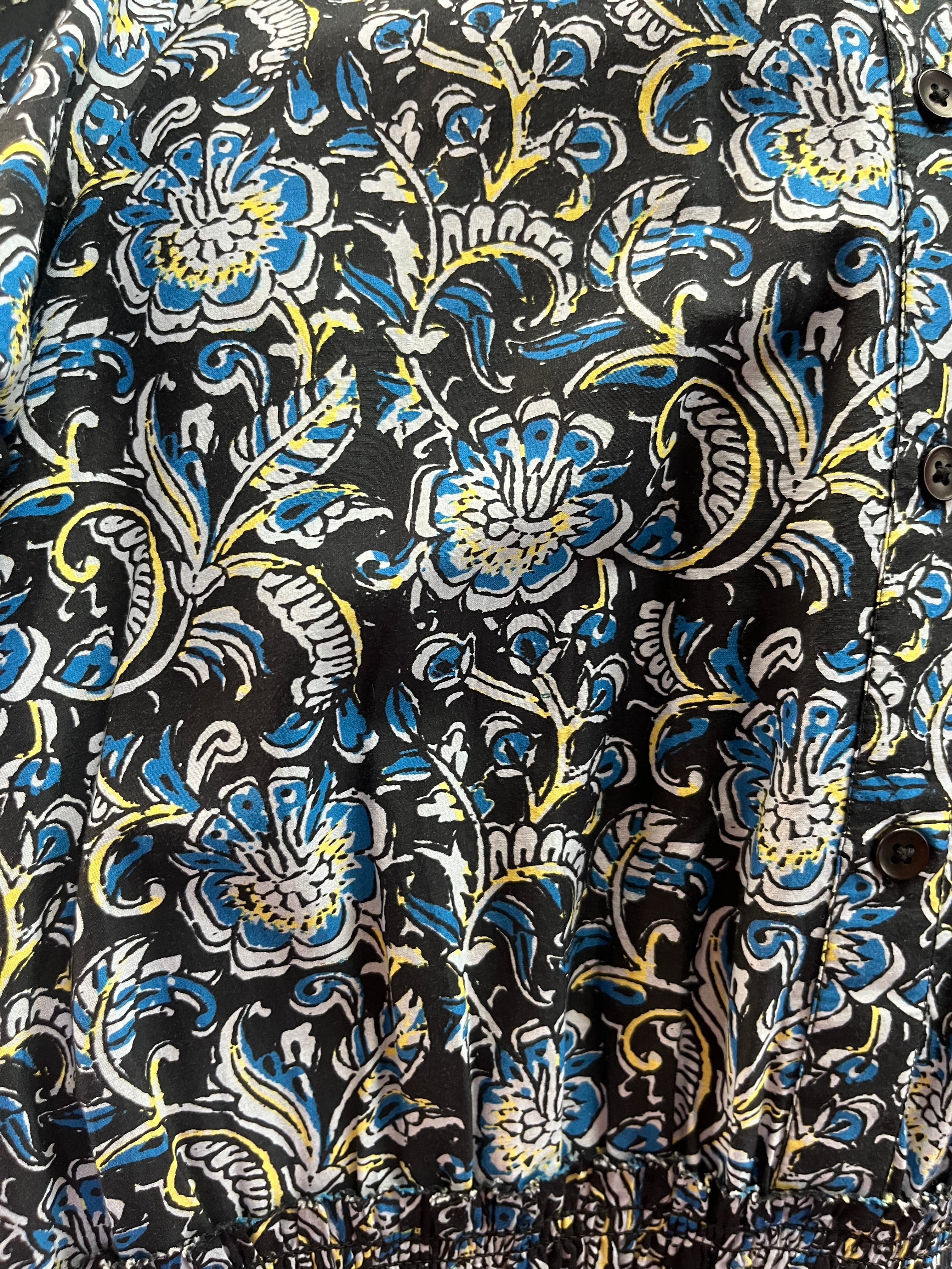 Apiece Apart black and blue floral Las Alturas dress, size XS