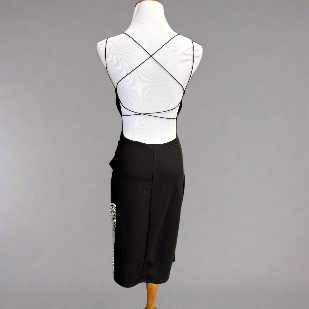 B.Darlin black dress with rhinestone trim, size 3/4