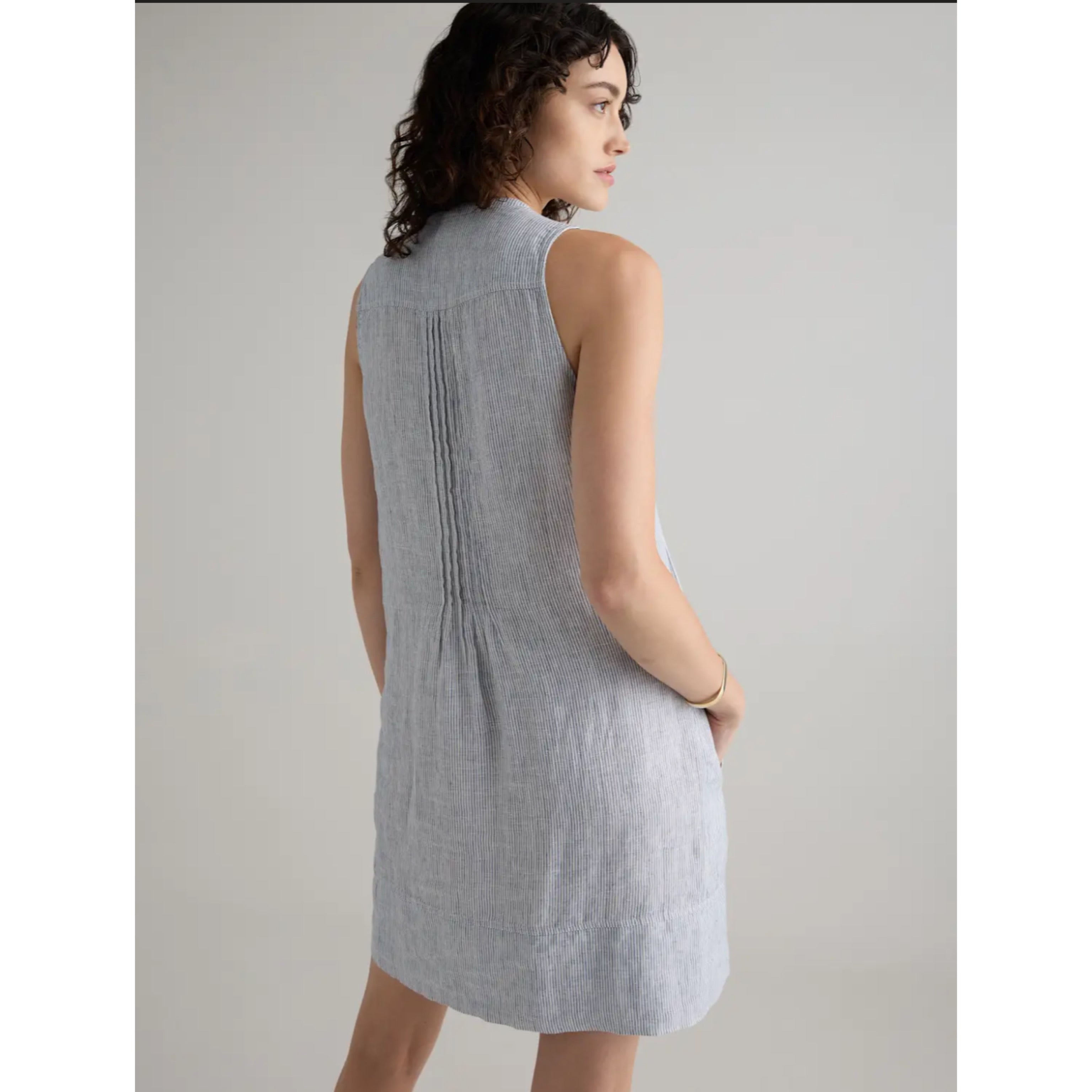 Quince light blue stripe linen dress, size XS