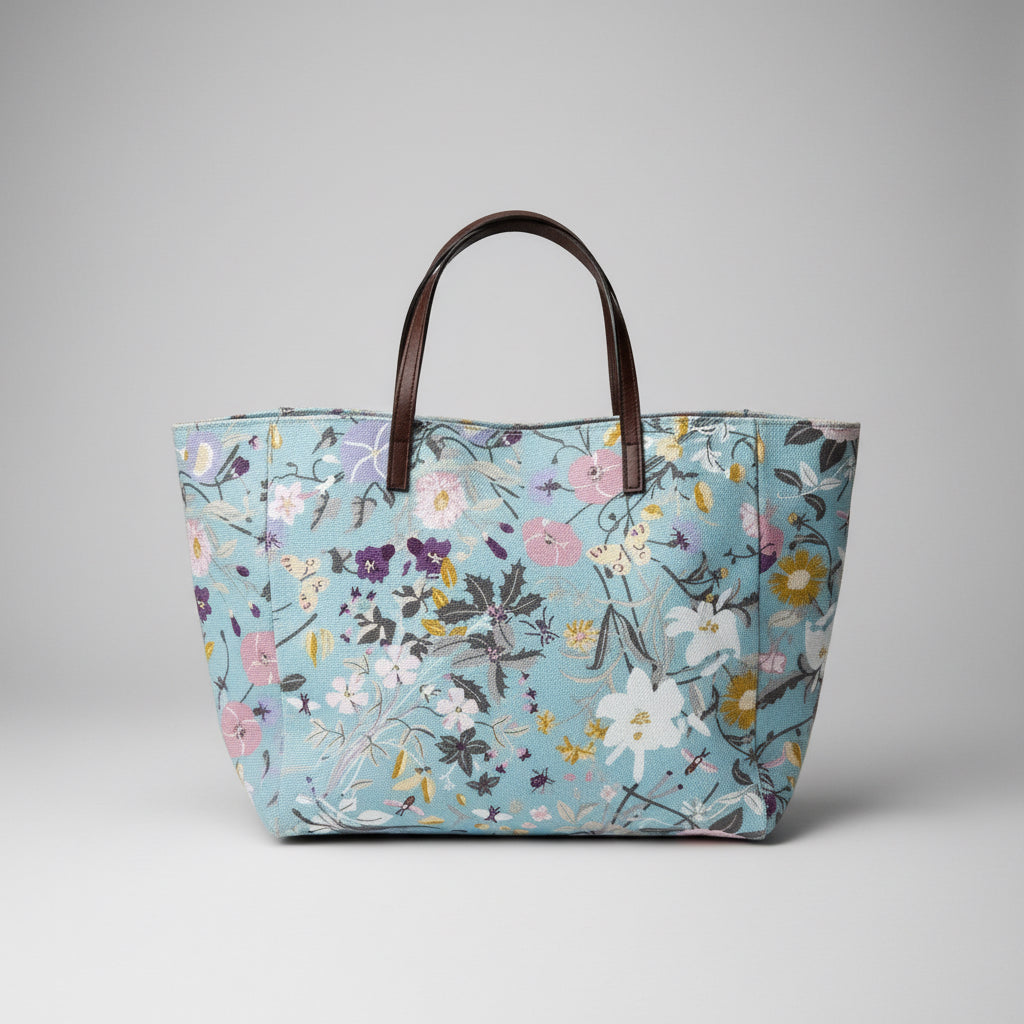 Gucci light blue floral tote