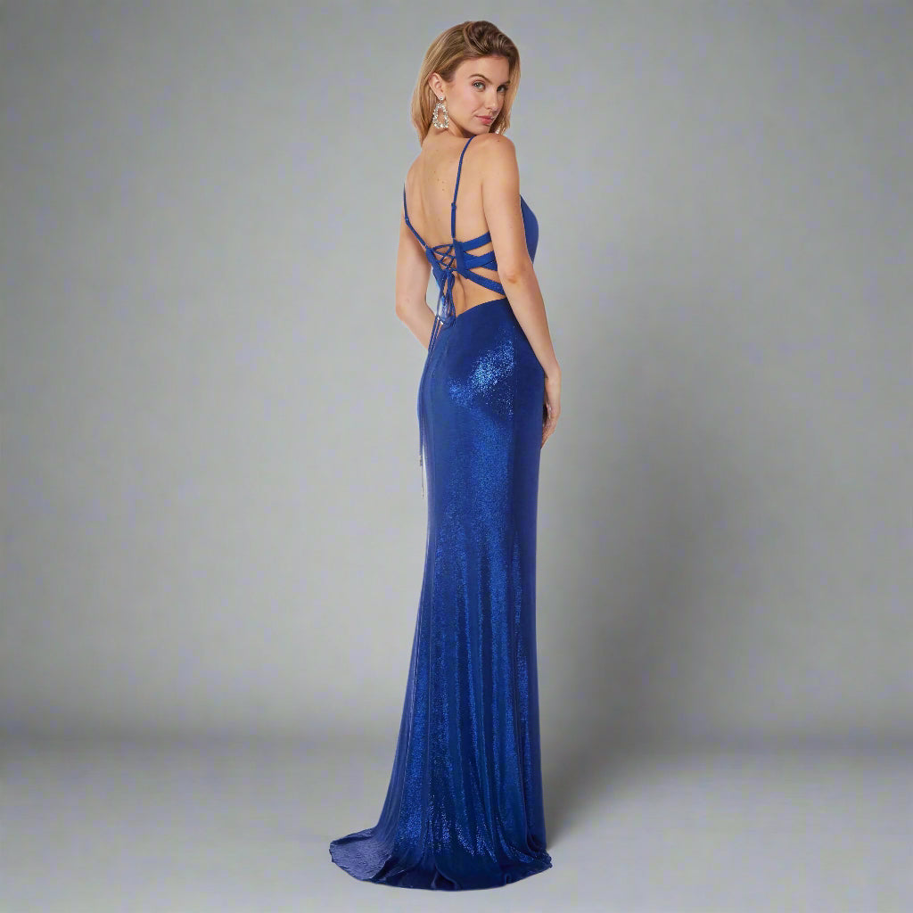 Alyce Paris royal blue metallic dress, size 4, NEW WITH TAGS!