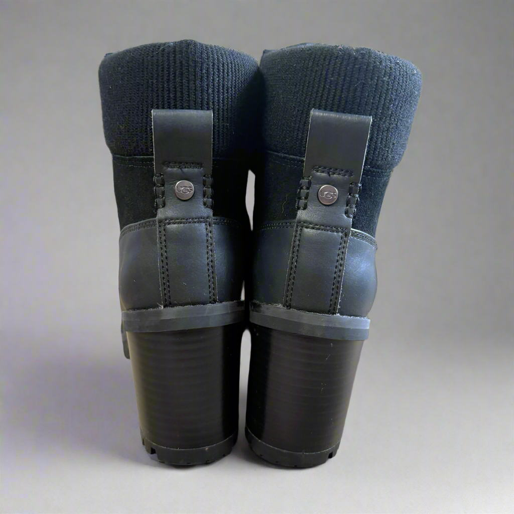 UGG black suede and leather Redwood boots, size 8, BRAND NEW IN BOX!