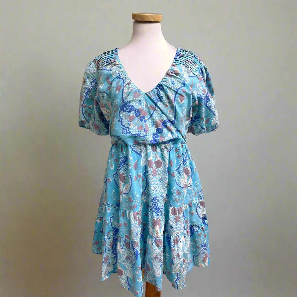 Anna Cate blue floral Solan dress, size M