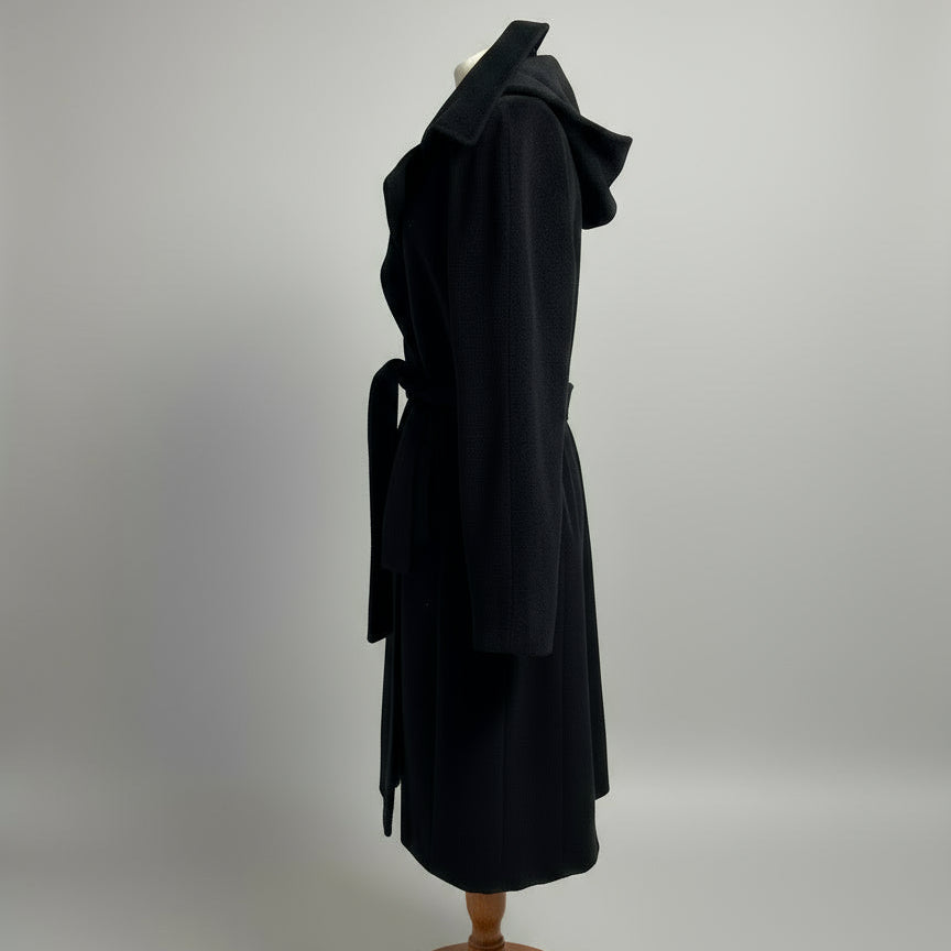 Calvin Klein black angora and wool coat, size 8