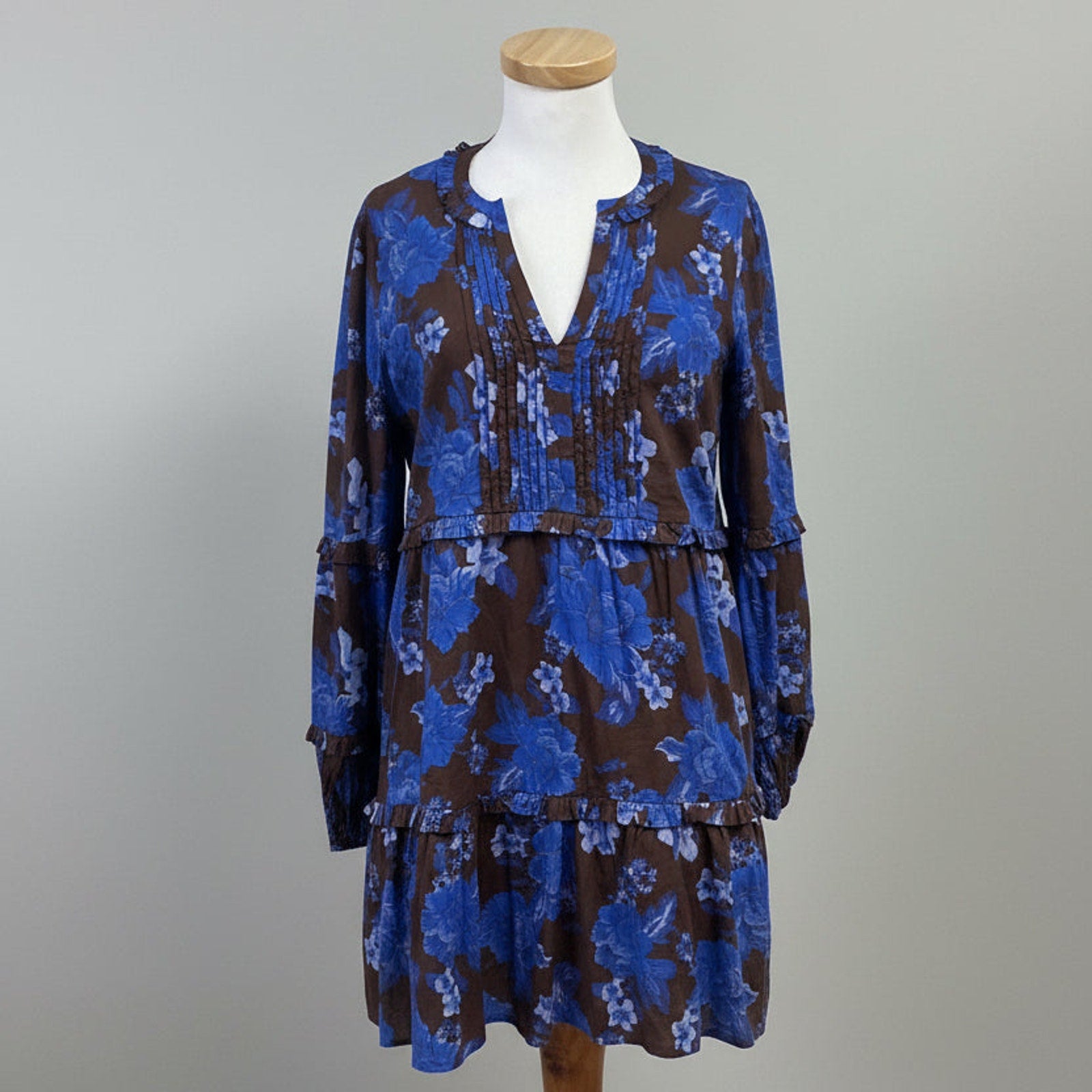 Allison New York brown/blue floral Michelle Mini dress, Size S