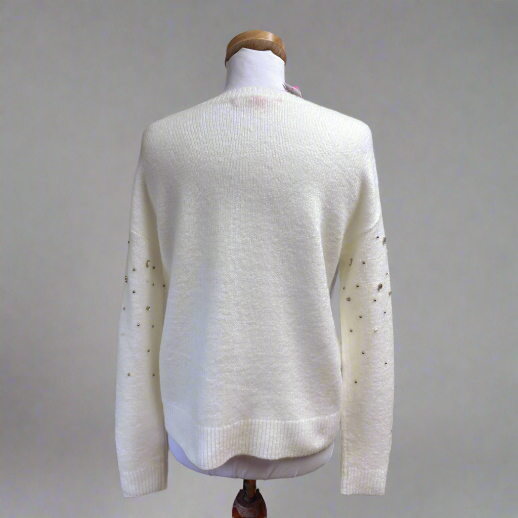 Lilly Pulitzer cream and gold bead Nysa sweater, size S, NEW WITH TAGS!