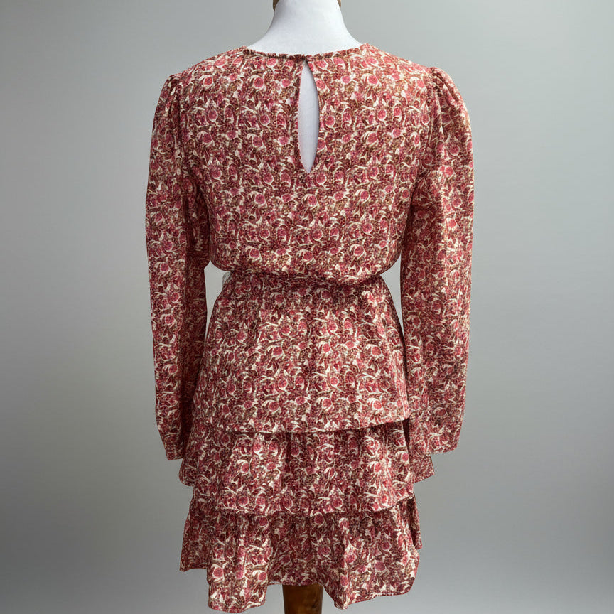 D'ascoli pink and green floral dress, size XS