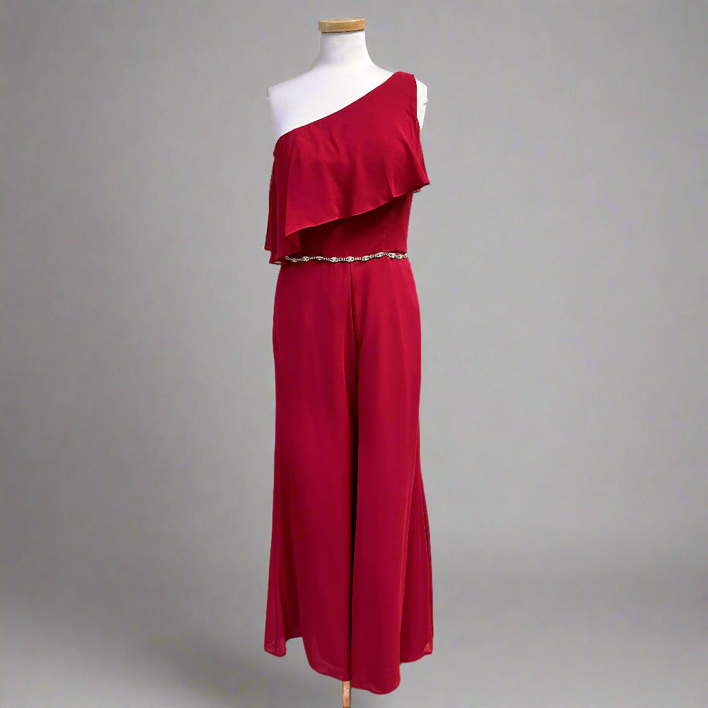 Morilee burgundy jumpsuit, size 10