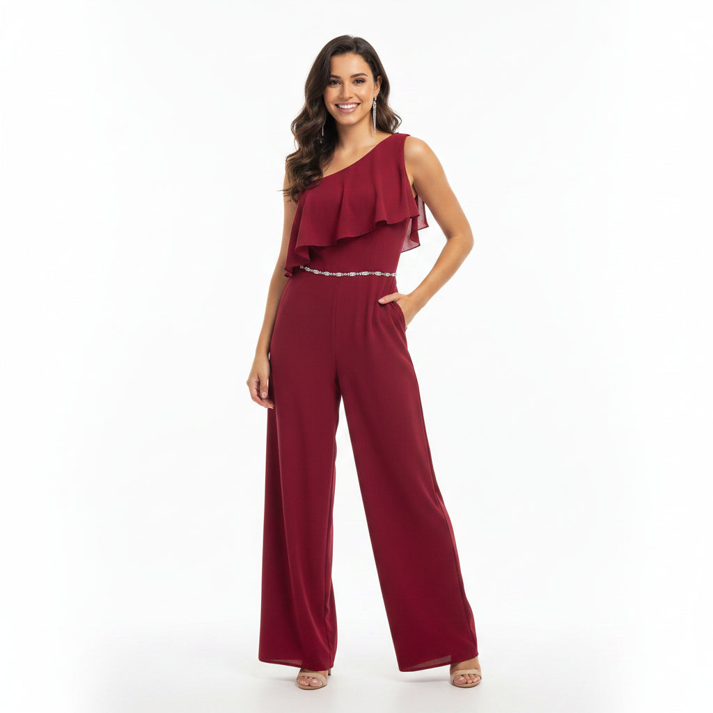 Morilee burgundy jumpsuit, size 10