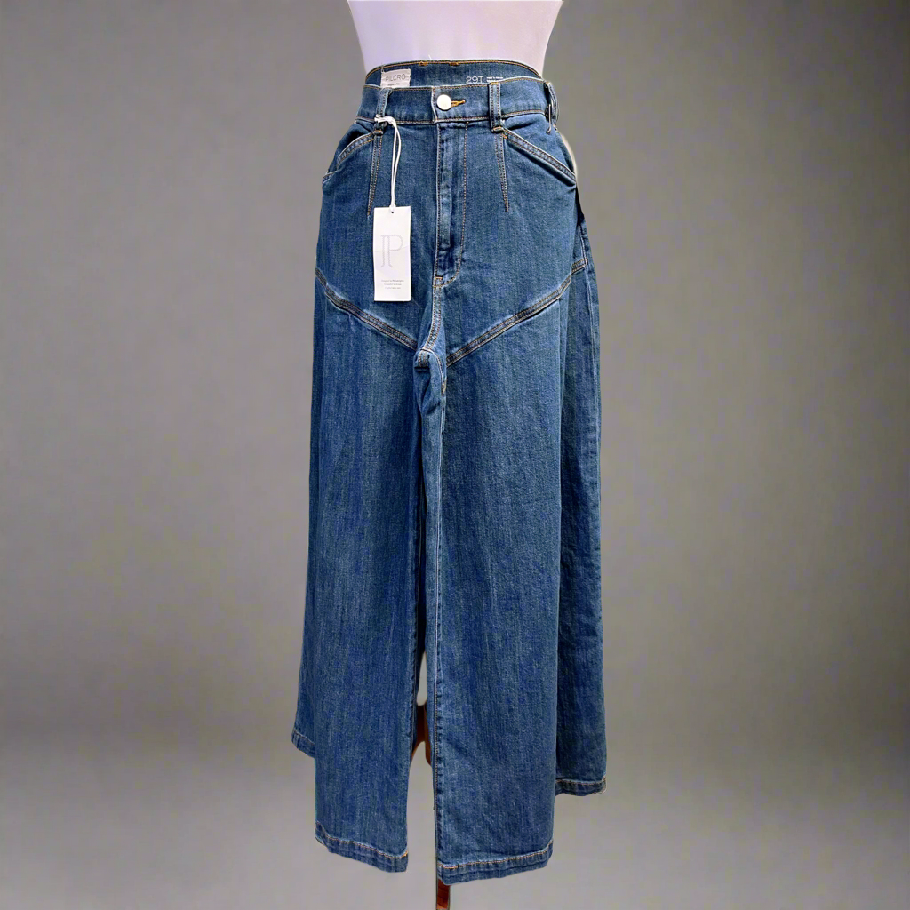 Pilcro seamed flounce high-rise, wide-leg jeans, size 29 Tall, NEW WITH TAGS!