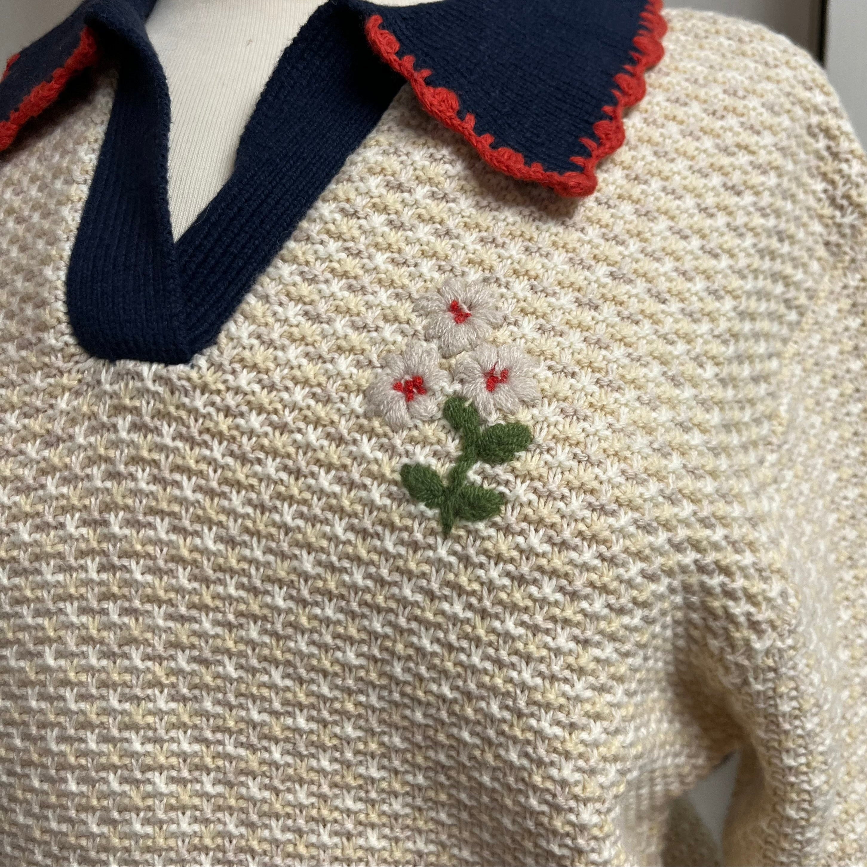 Trovata cream Parker Polo sweater, size XS