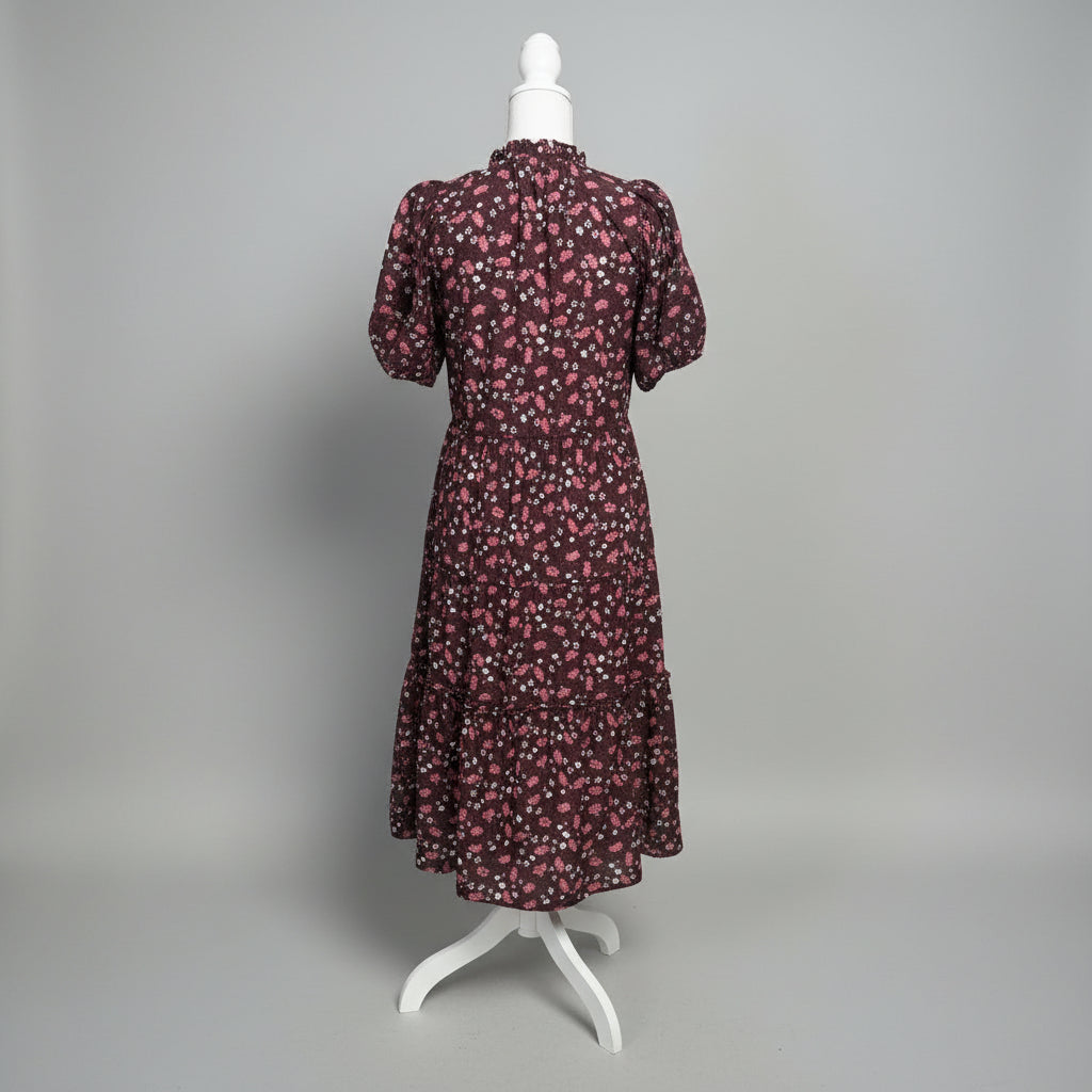 Trovata burgundy floral Hildie dress, size XS