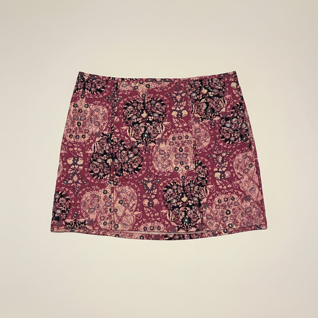 Free People pink and blue floral quilted Darla mini skirt, size 10, LIKE NEW!