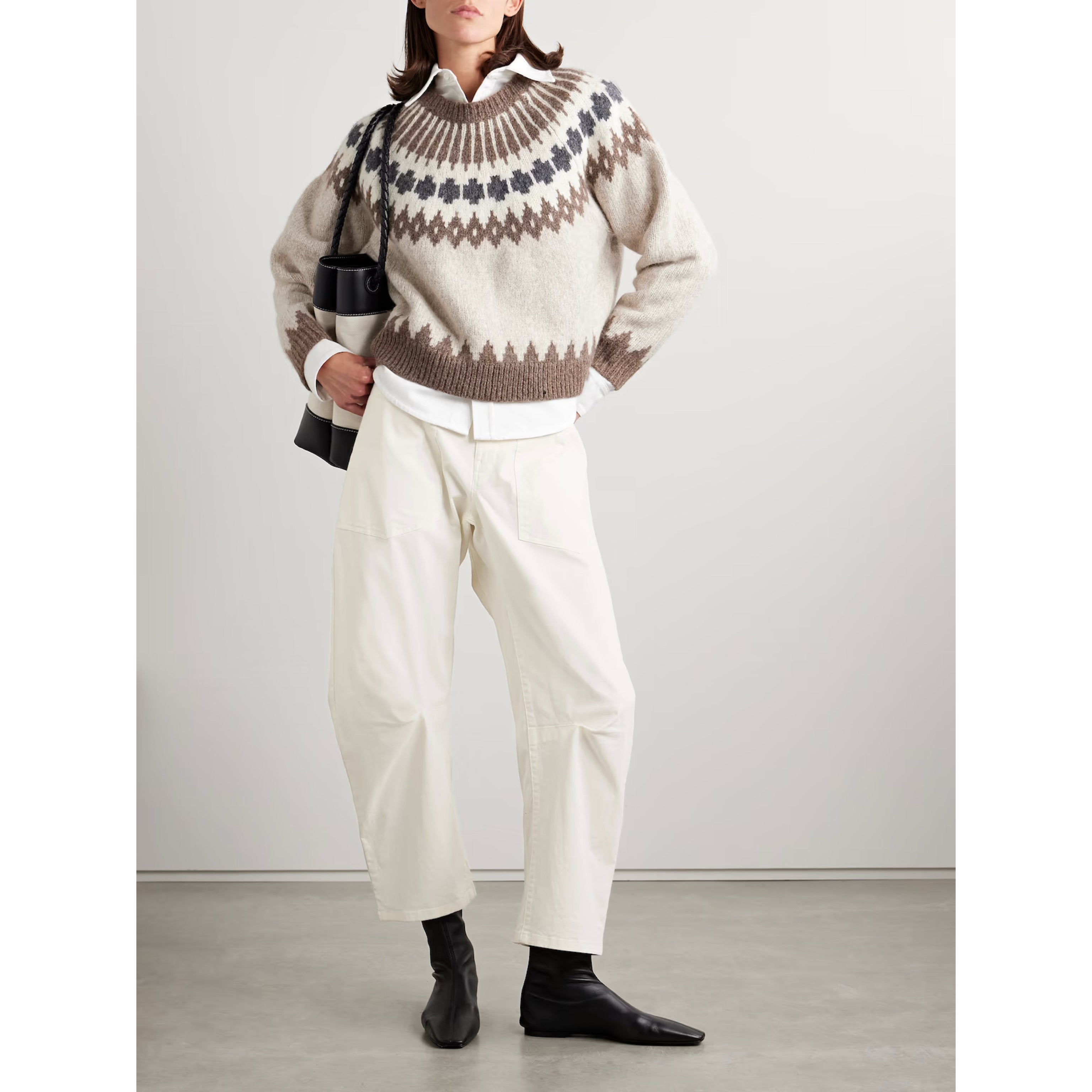 Nili Lotan ivory cotton Shon pants, size 0