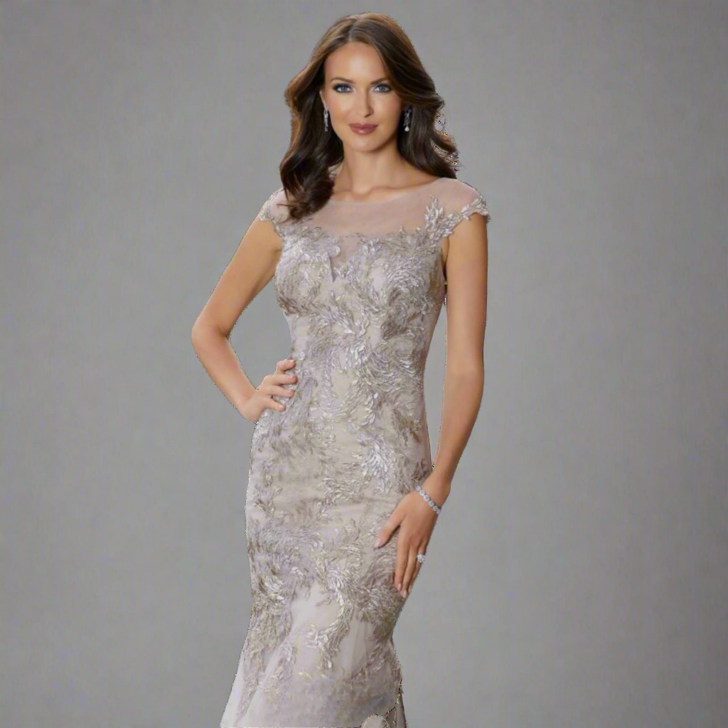 Mori Lee champagne dress, size 10, NEW WITH TAGS!