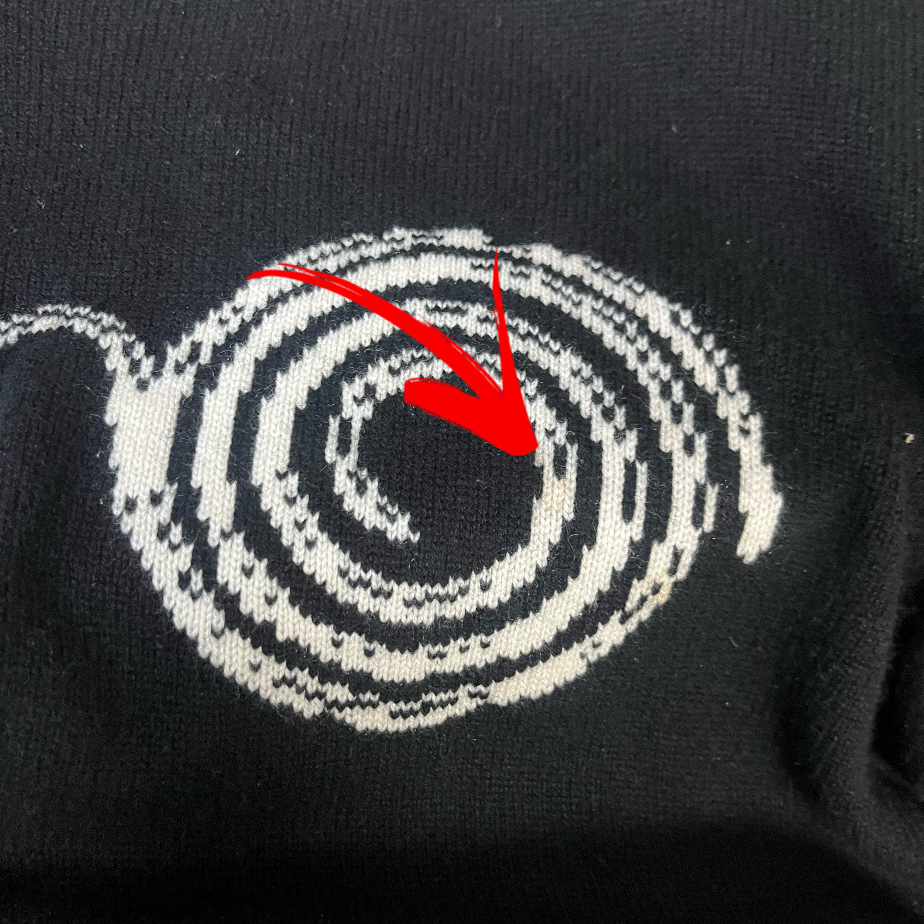 Schiaparelli black Man Ray Trust cashmere sweater with glasses design, size 42 (size 10)