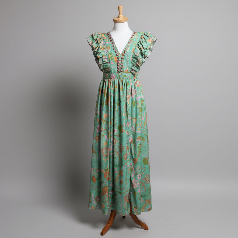 Sheridan French green and pink Stacy dress, size XS