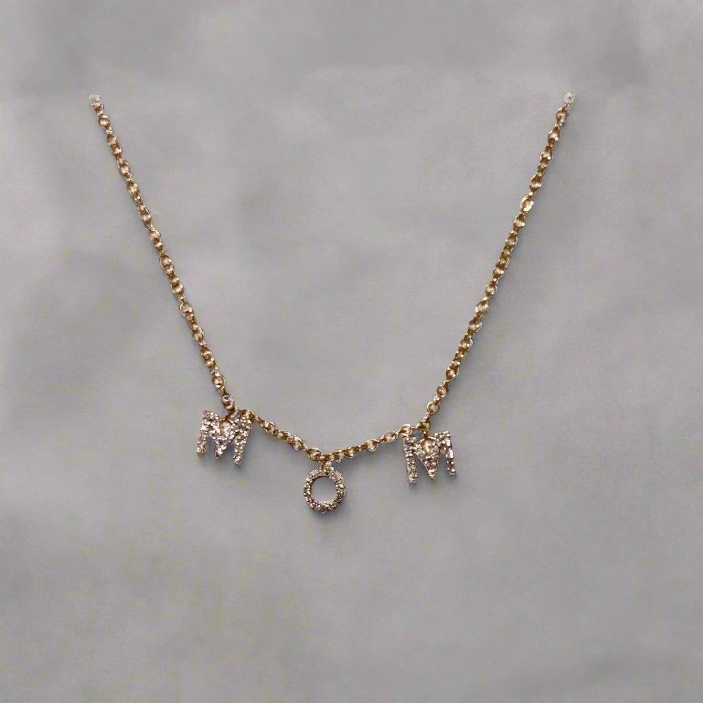 Diamond and gold MOM necklace, BRAND NEW!