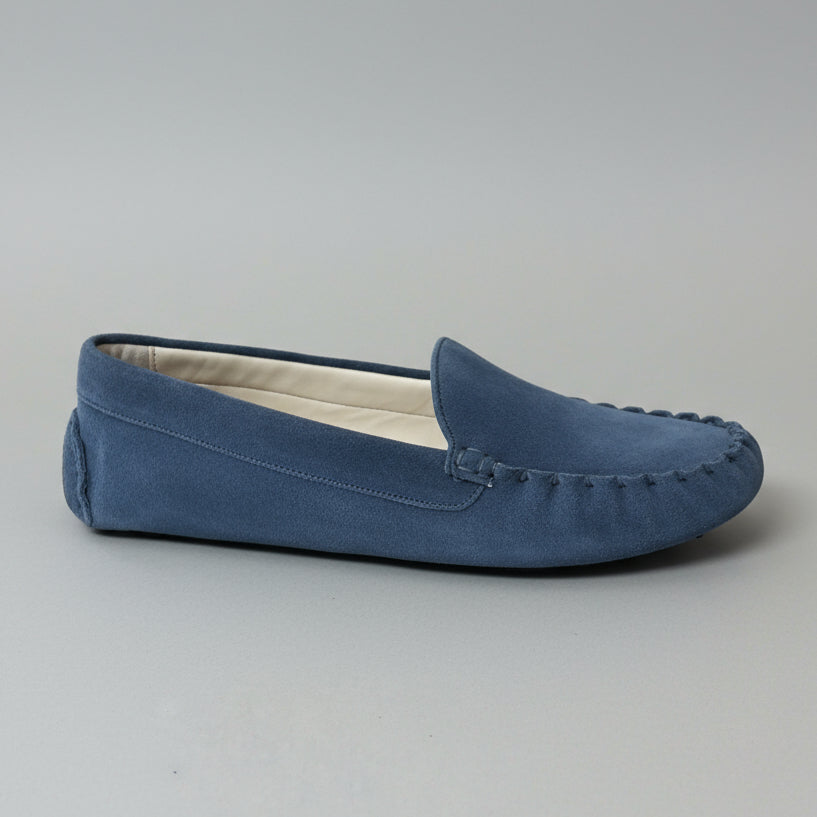 Cole Haan blue suede Evelyn Driver moccasins, size 8, NEW IN BOX!