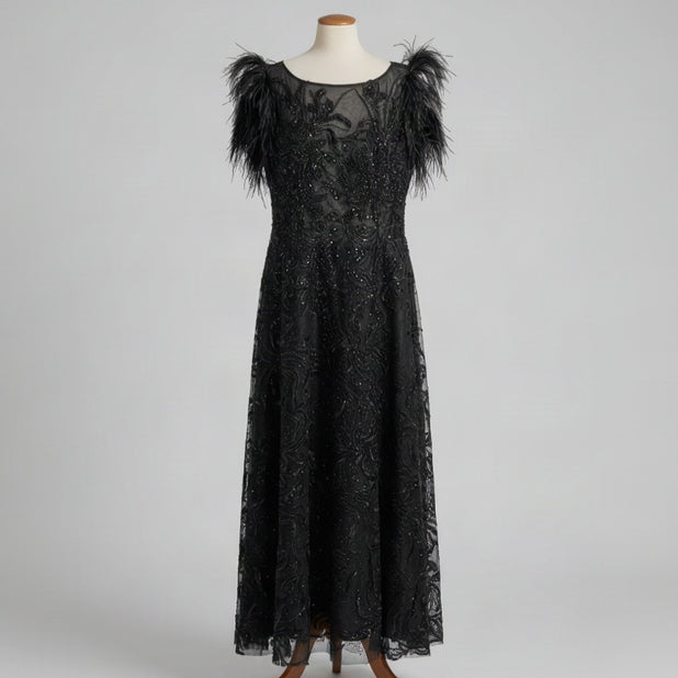 Mac Duggal black beaded dress, size 18