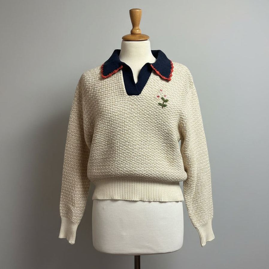 Trovata cream Parker Polo sweater, size XS