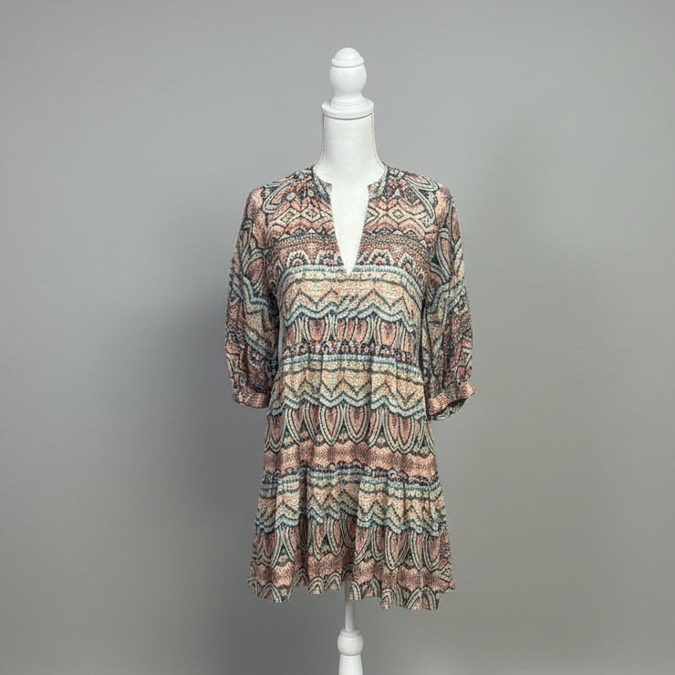Amanda Uprichard cream print Diego dress, size S