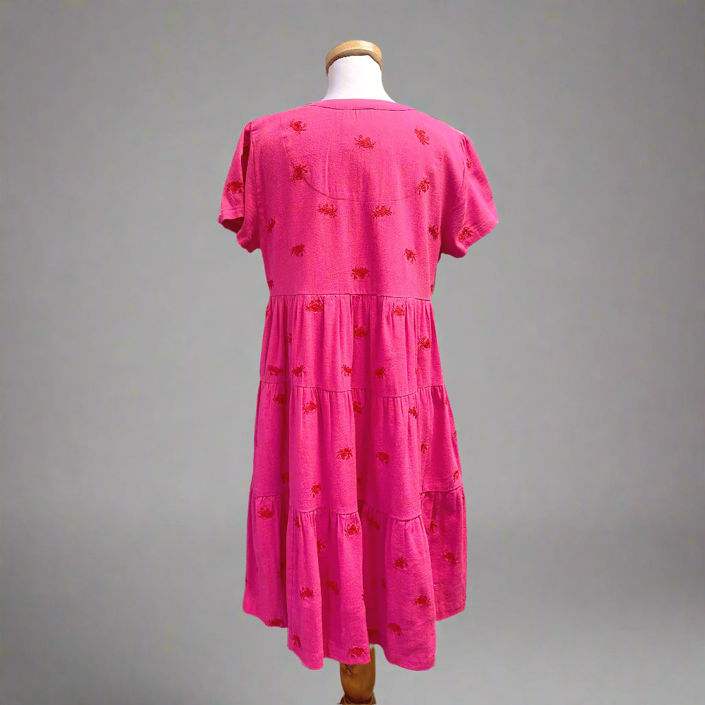 Maeve hot pink & red crab print dress, size M, NEW WITH TAGS!
