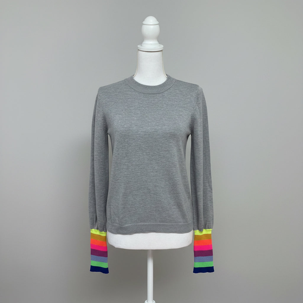 Whisper by Brodie gray sweater with neon cuffs, size XS