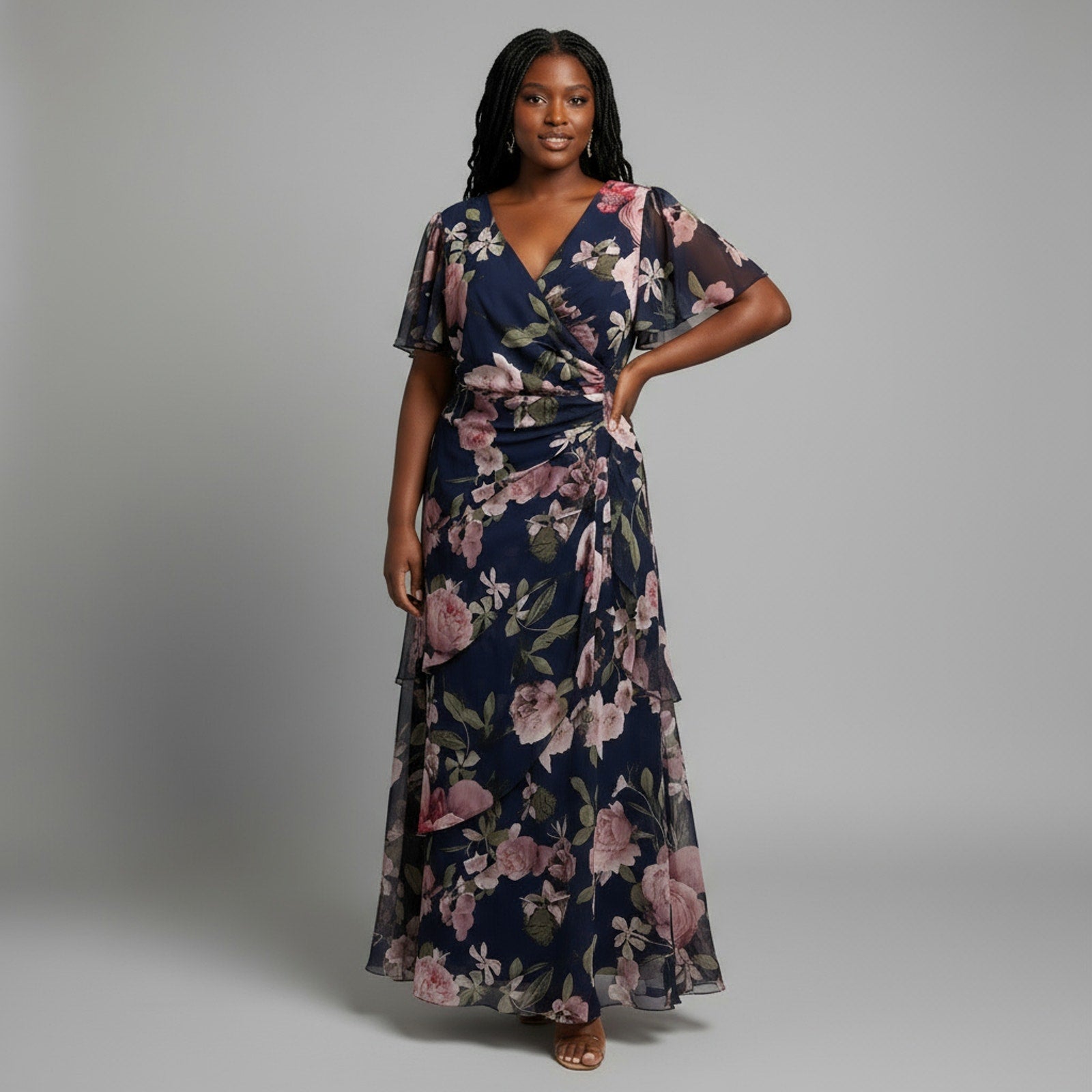 Xscape navy floral dress, size 16W