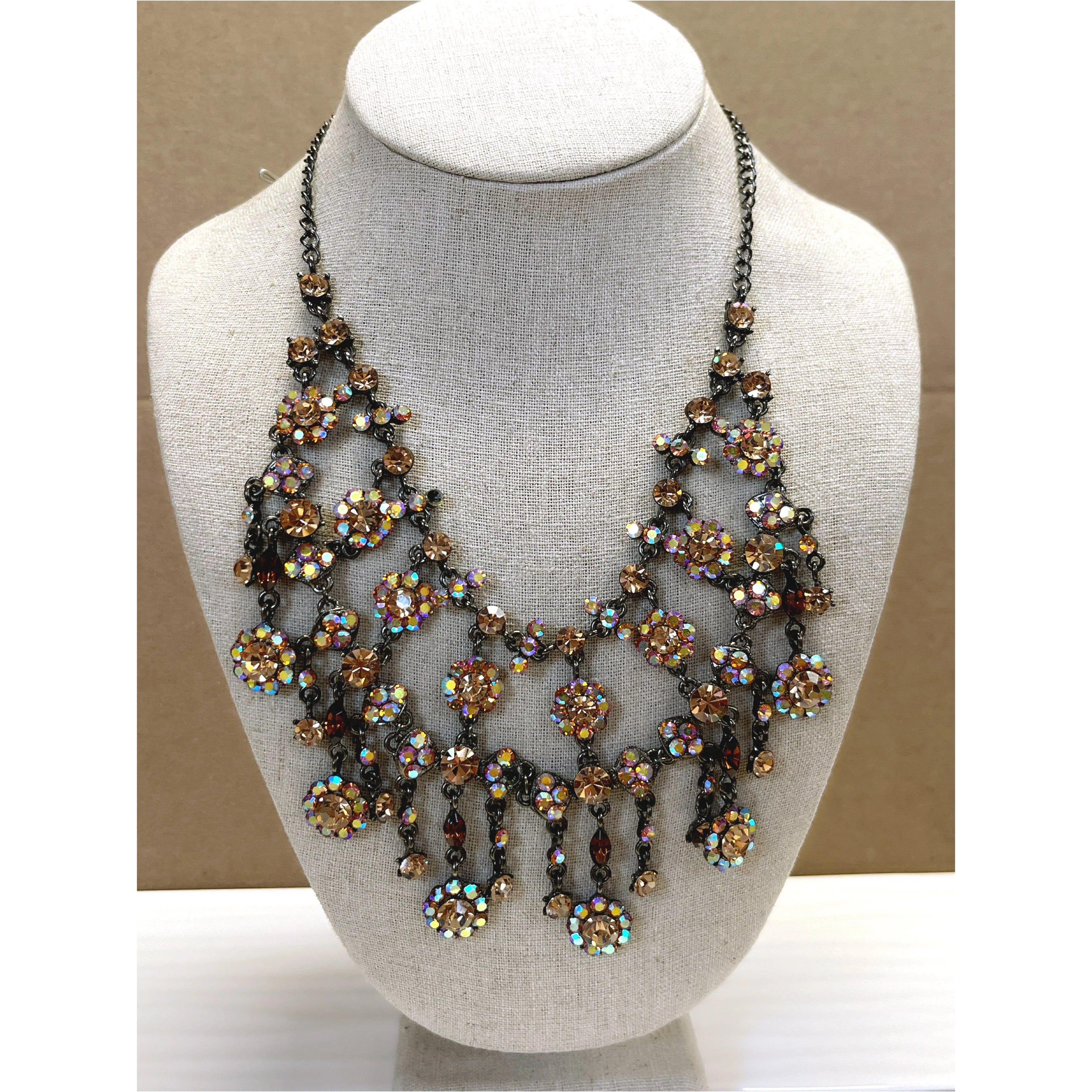 SNK vintage topaz-colored Swarovski crystal collar
