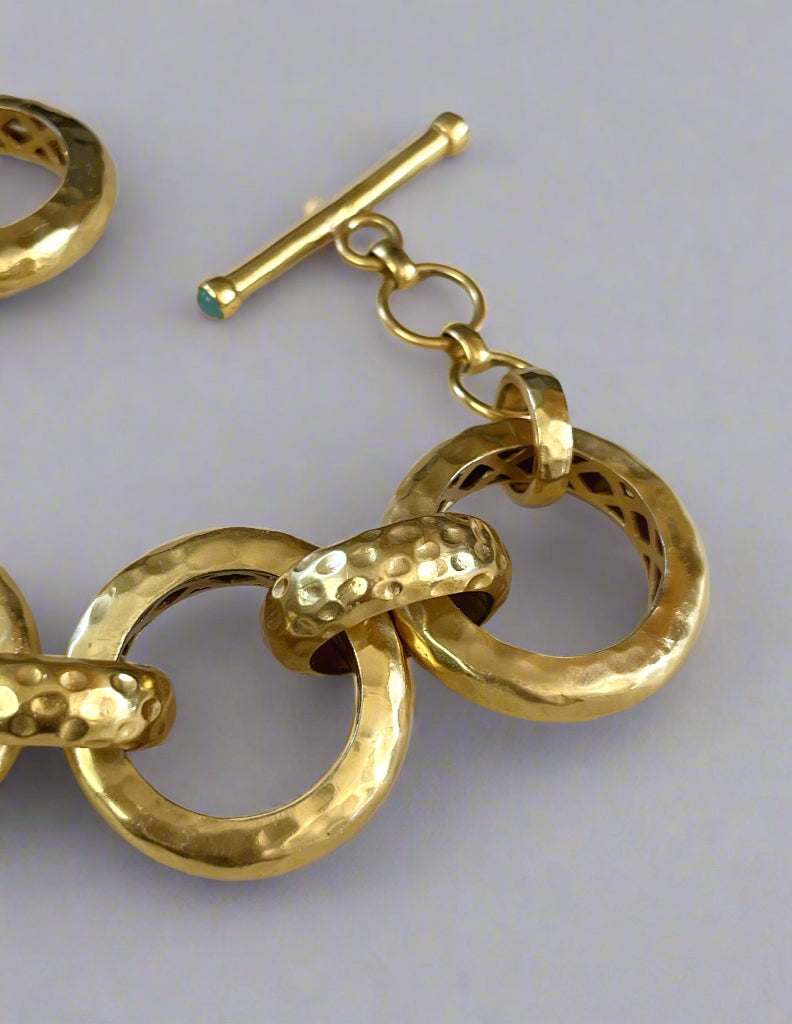 Julie Vos gold Catalina link bracelet with aquamarine