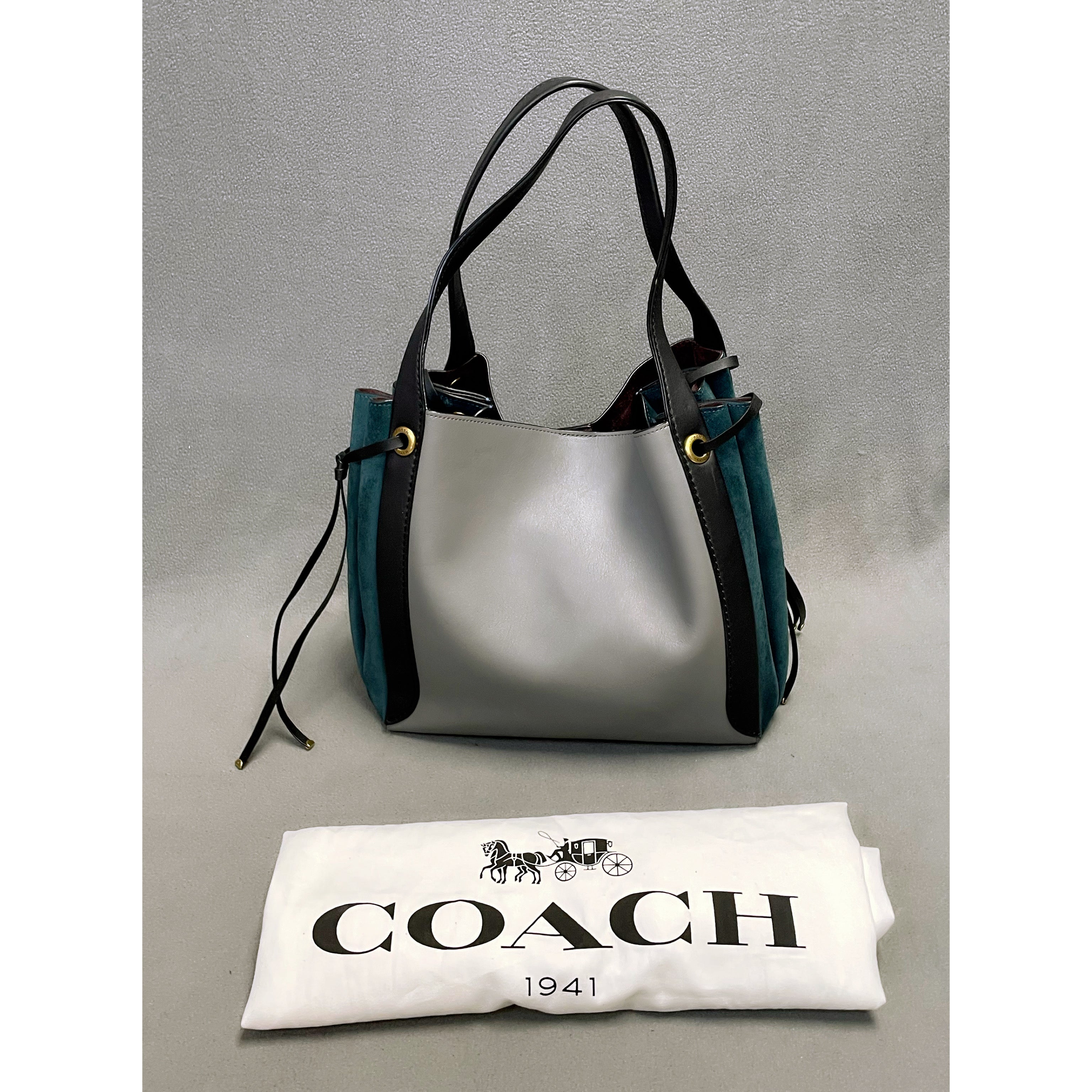 Coach Harmony Hobo bag in gray & teal colorblock