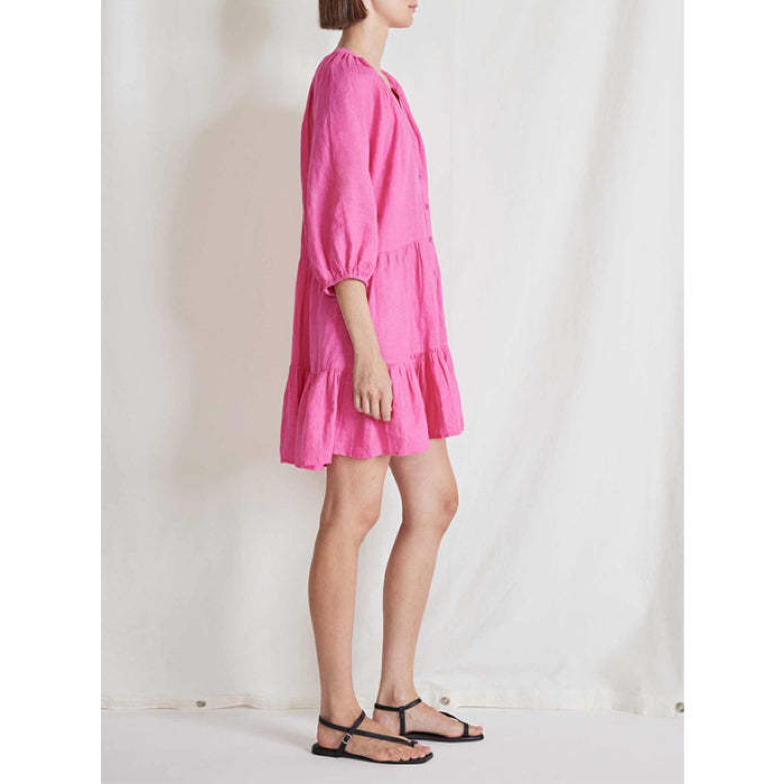 Apiece Apart pink Mitte Mini linen dress, size XS