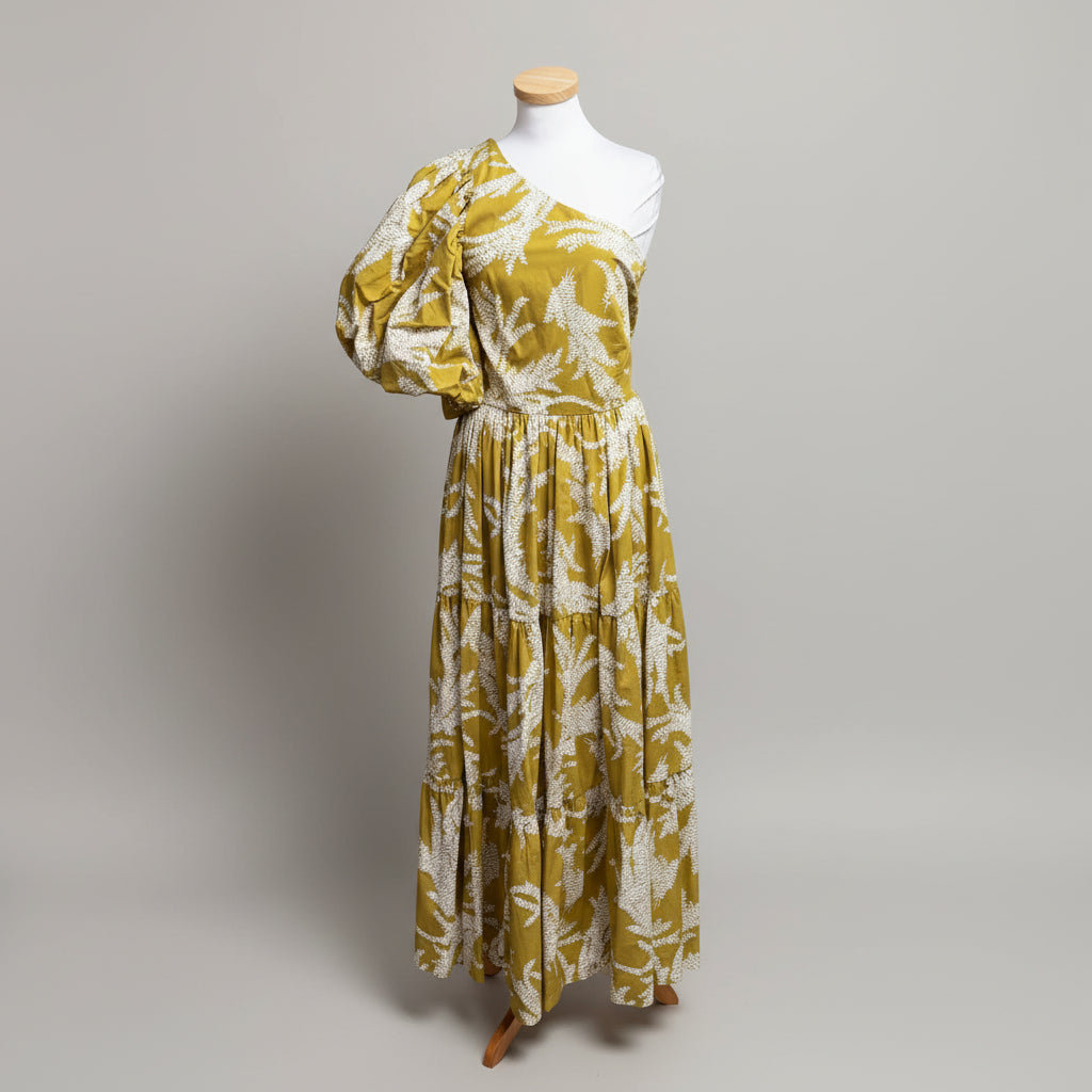 SWF chartreuse floral maxi dress, size M