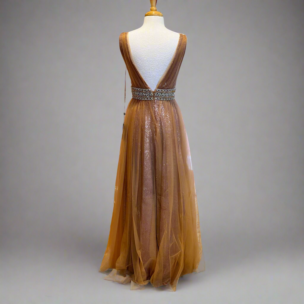 Lucci Lu bronze ballgown, size 4, NEW WITH TAGS!