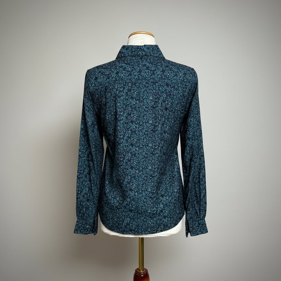 Trovata teal floral Jacquelin blouse, size S