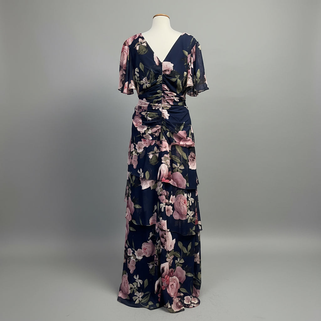 Xscape navy floral dress, size 16