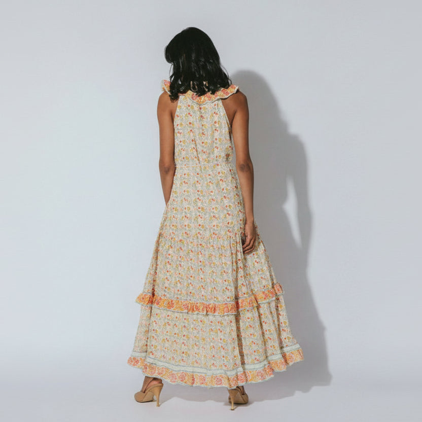 Cleobella cream, turquoise, and tangerine Kyra dress, size S