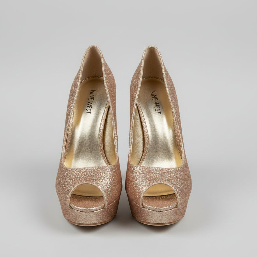 Nine West gold sparkle Camya shoes, size 6.5, NEW IN BOX!