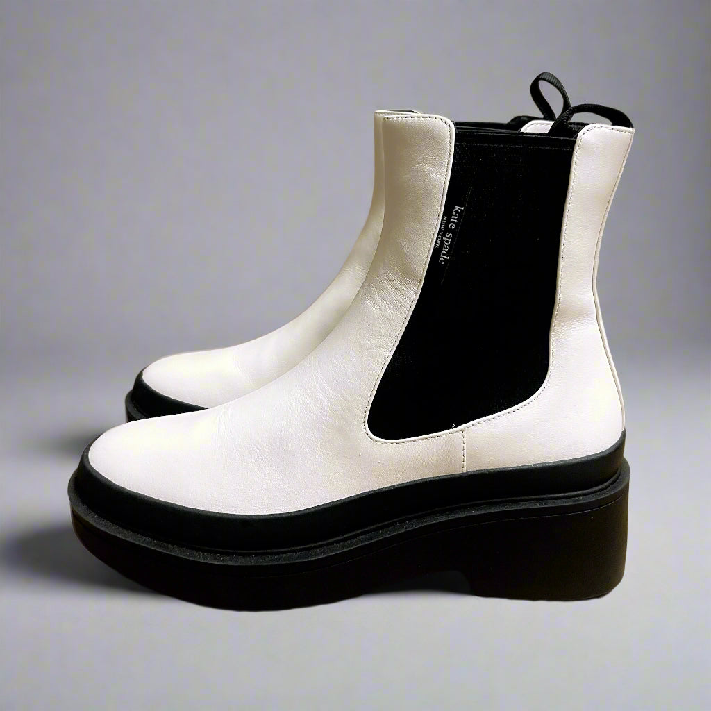 Kate Spade white Winnie boots, size 6.5