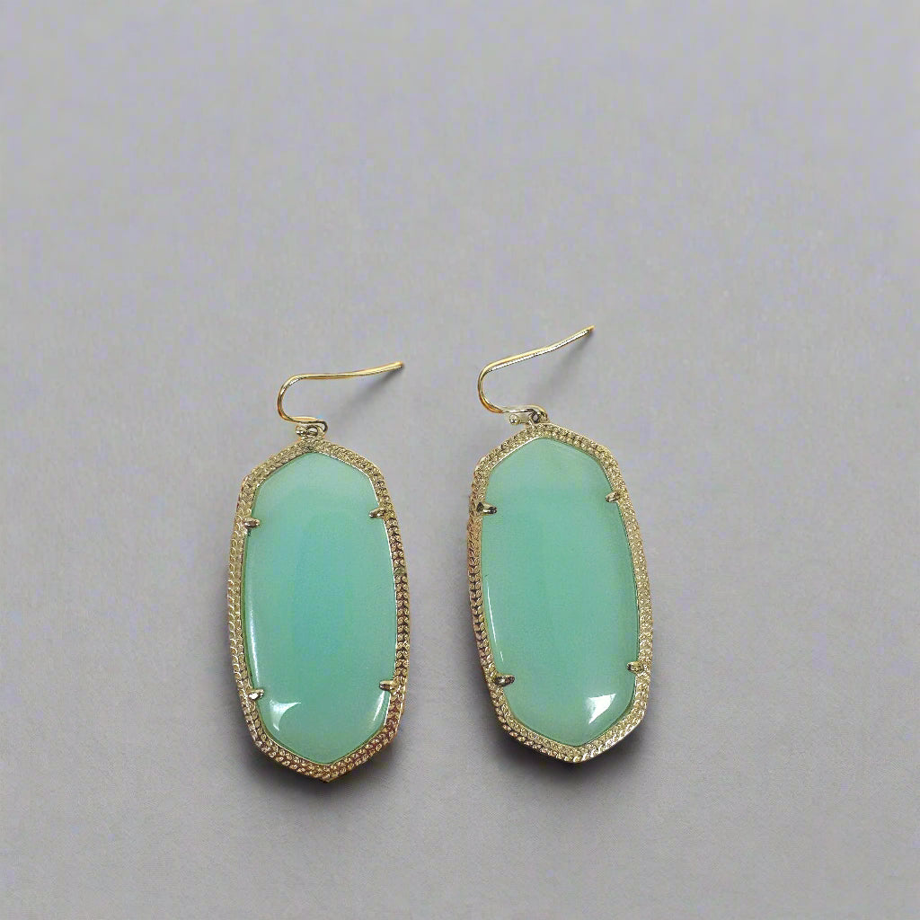 Kendra Scott aqua and gold Elle earrings