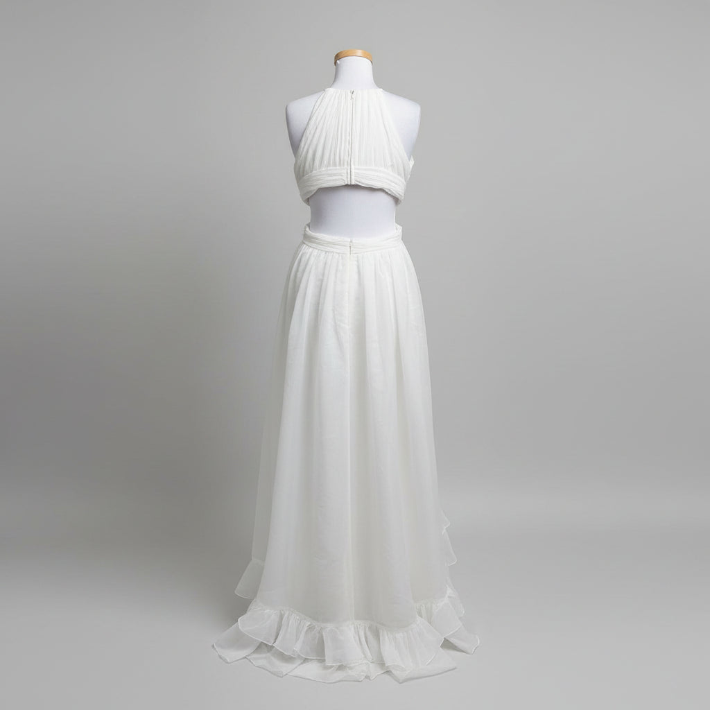 Mac Duggal white chiffon formal dress, size 6, NEW WITH TAGS!