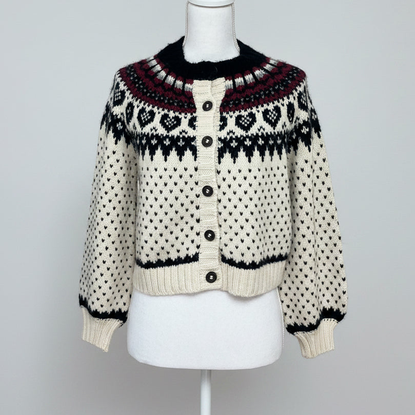The Great cream and navy Heart Fair Isle sweater, size XS