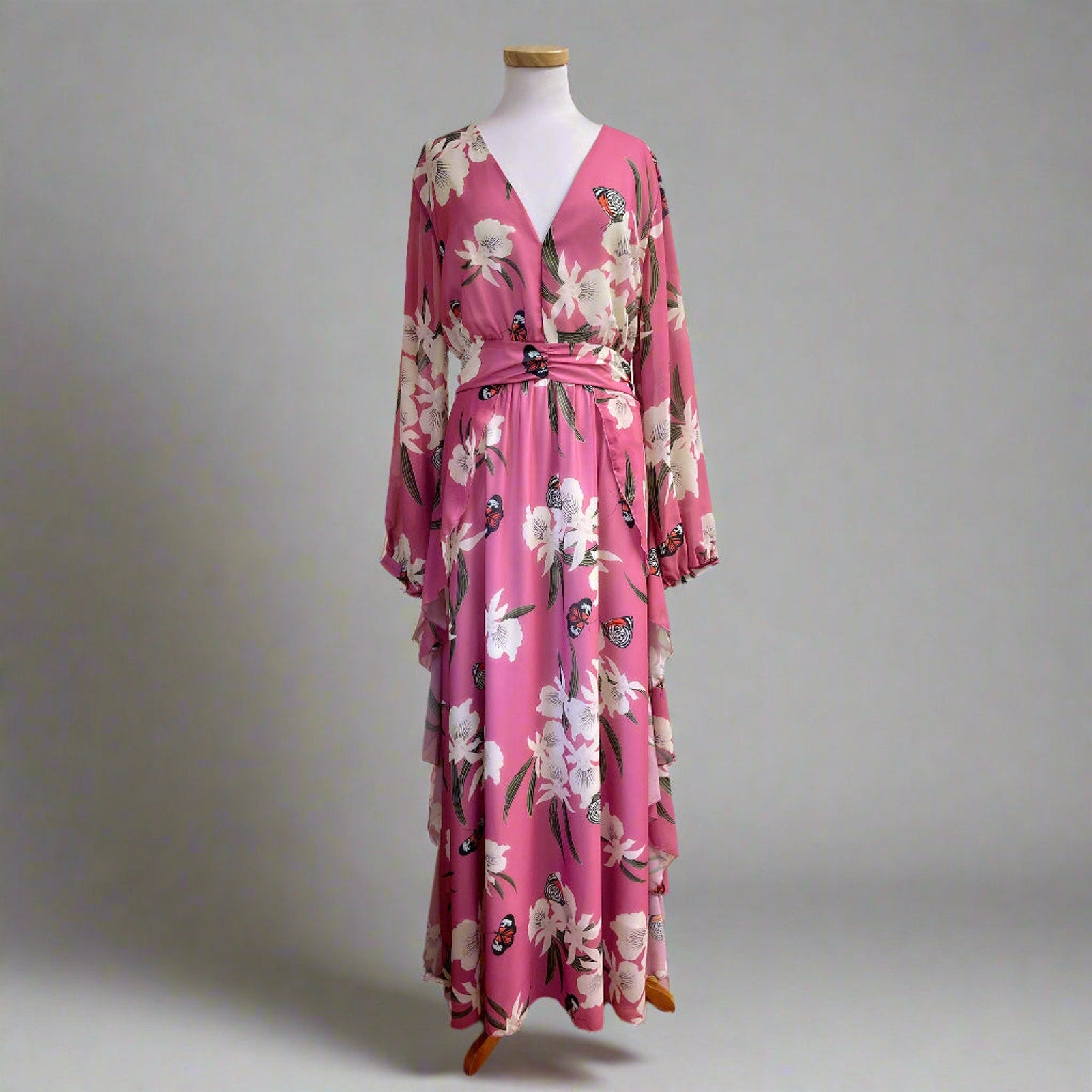 Pink floral print dress, size XXL, NEW WITH TAGS!