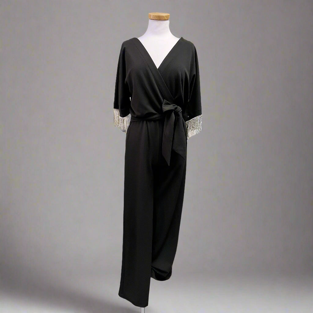 Laundry black jumpsuit with rhinestones, size 0, NEW WITH TAGS!