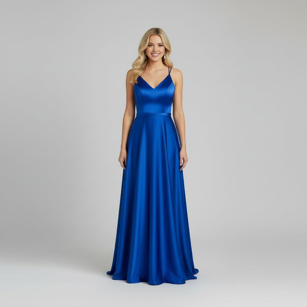 JJ's House blue satin dress, size 0, NEW WITH TAGS!