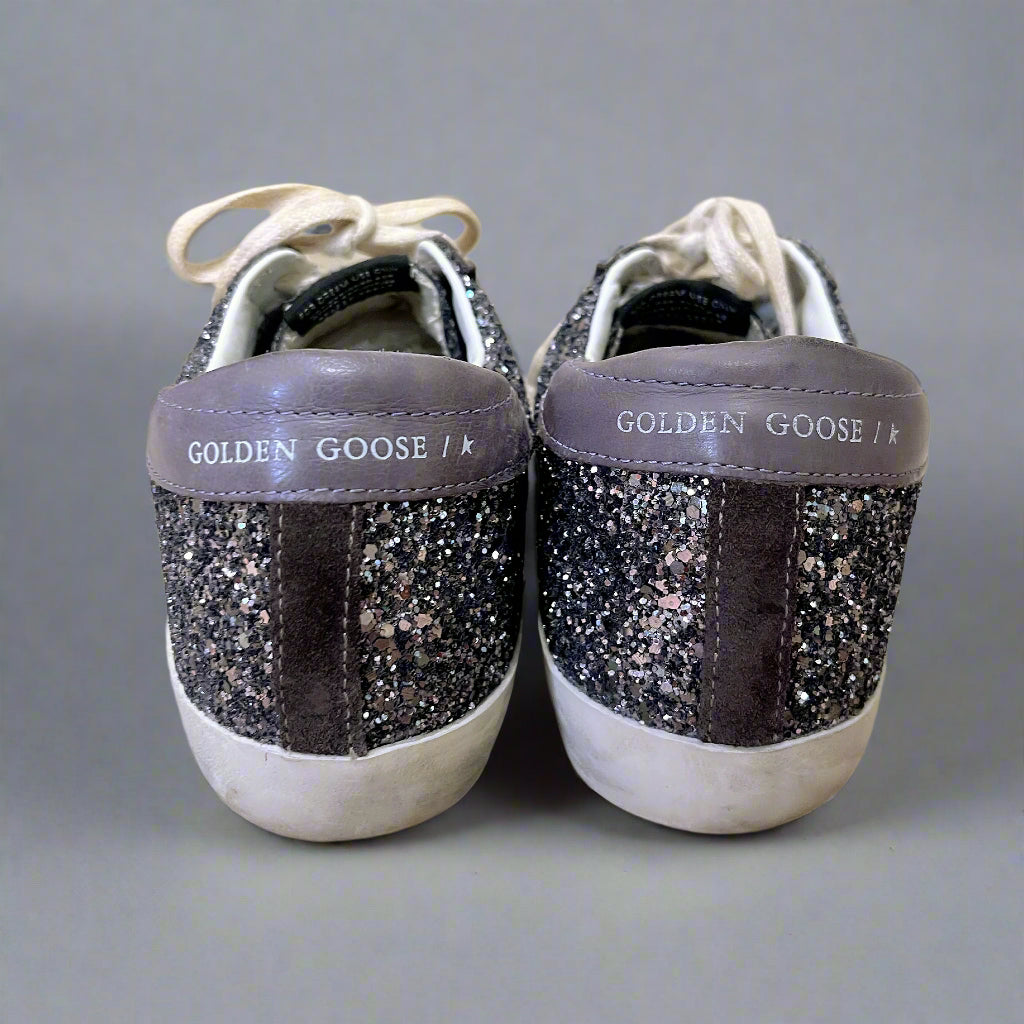Golden Goose anthracite glitter Super Star Classic sneakers, size 40 (US 10)