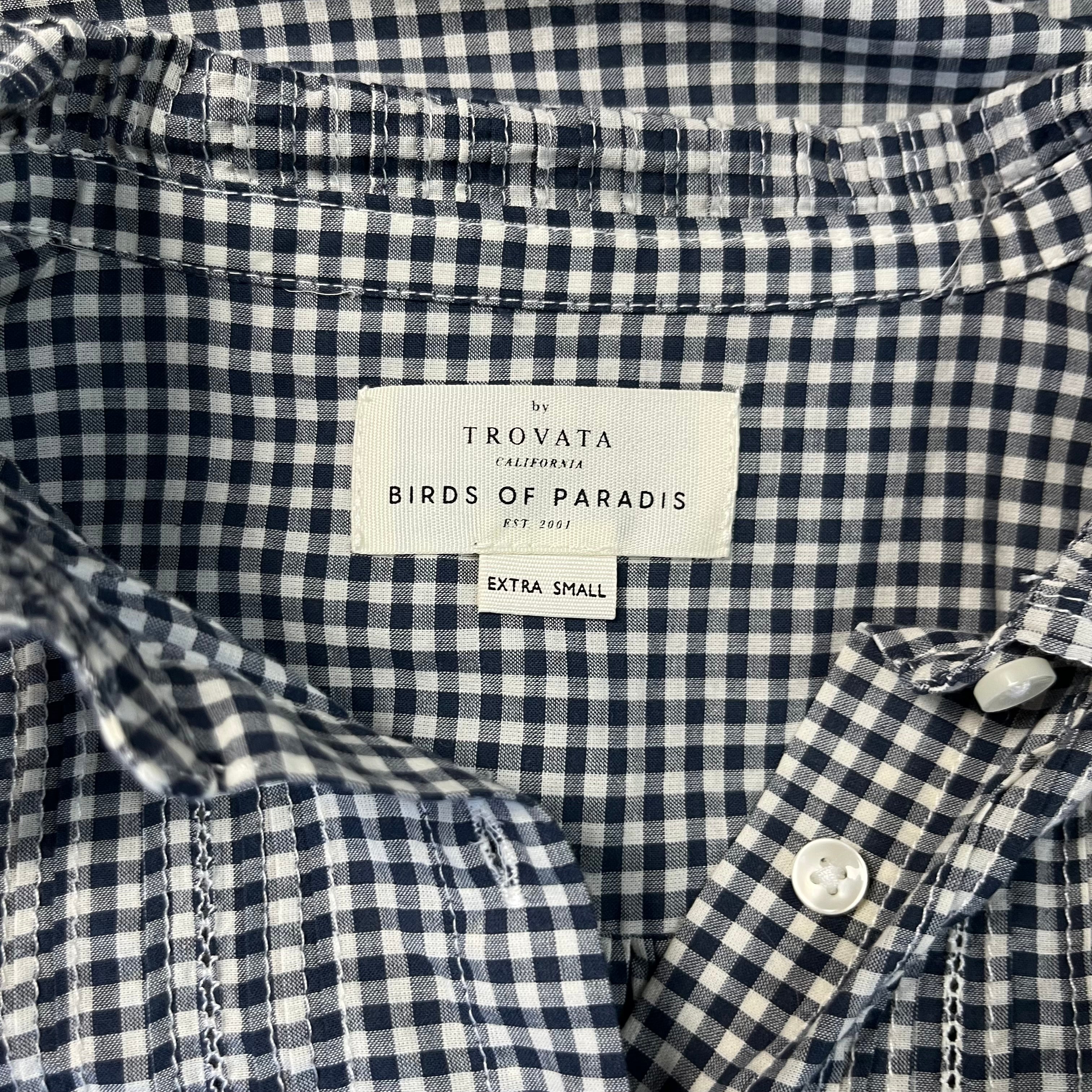 Trovata navy check Alise blouse, size XS