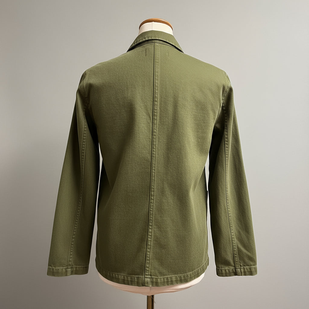 Alex Mill recycled olive green denim work jacket, size XXS